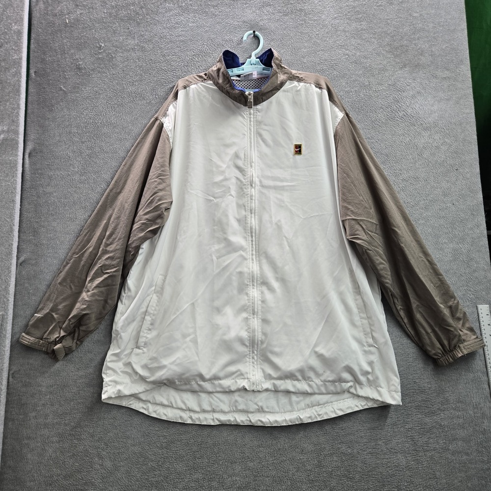 VINTAGE Nike Men Jacket XXL White Windbreaker Swoosh Tennis Court 90s